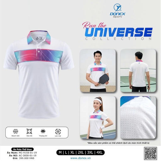 [SPV045082] Áo Polo Shirt Donex  MC - 9158 NAM (Trắng, M)